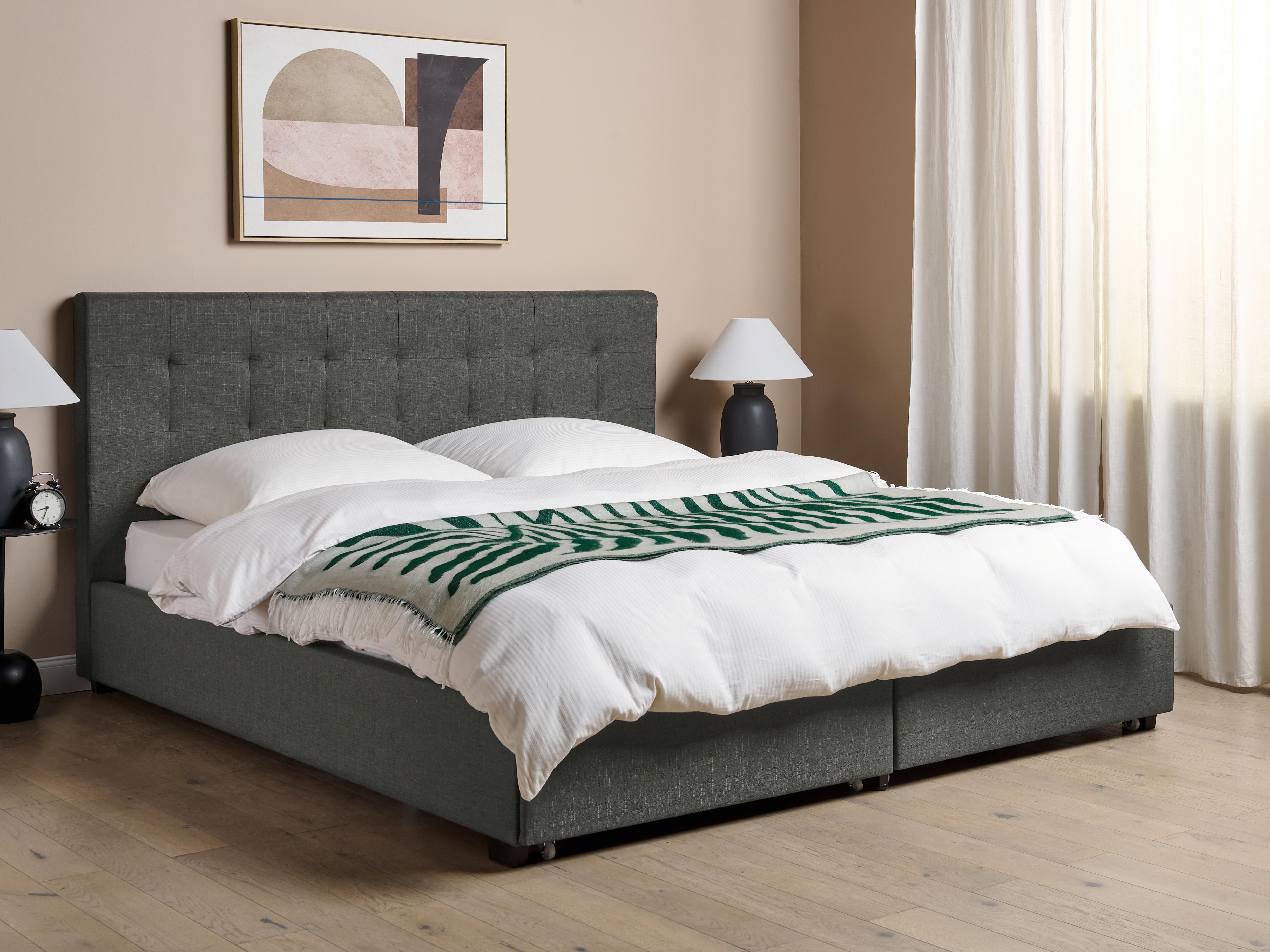 Bed met opbergladen Stof LA ROCHELLE 180 x 200 cm Donkergrijs