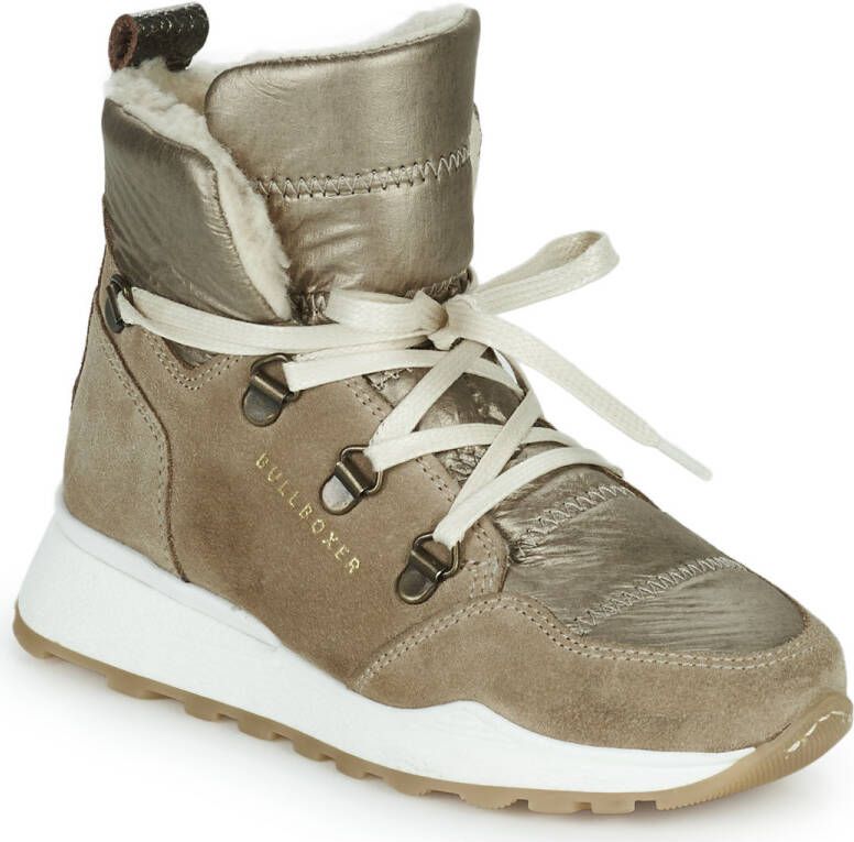 Bullboxer Beige Suède Enkelboots met Stijlvolle Details Beige