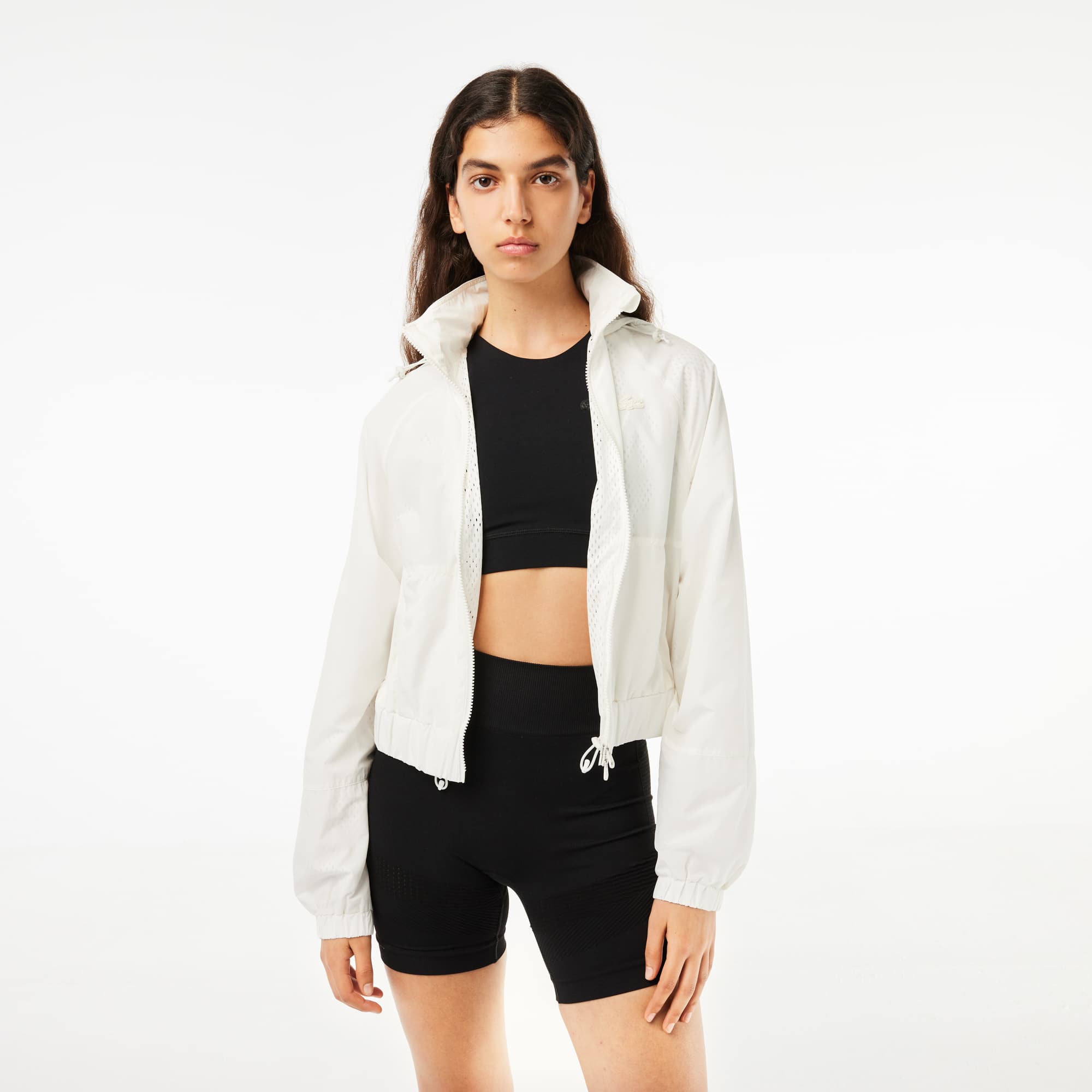 Veste courte Sportsuit zippée en nylon à capuche Manteaux & Vestes - Blanc - Lacoste - Femme