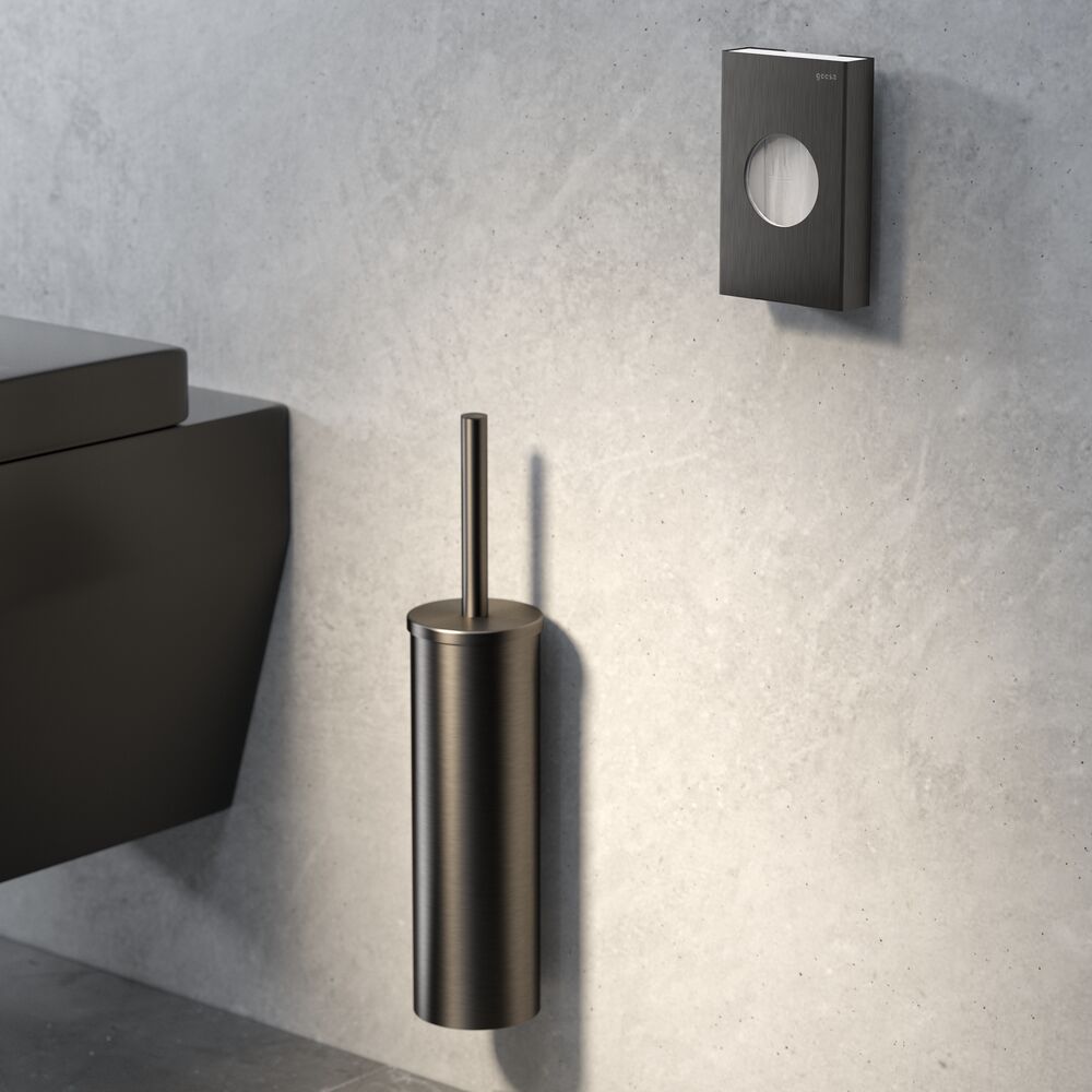 Geesa Nemox toiletborstel met houder zwart metaal geborsteld met witte borstelkop