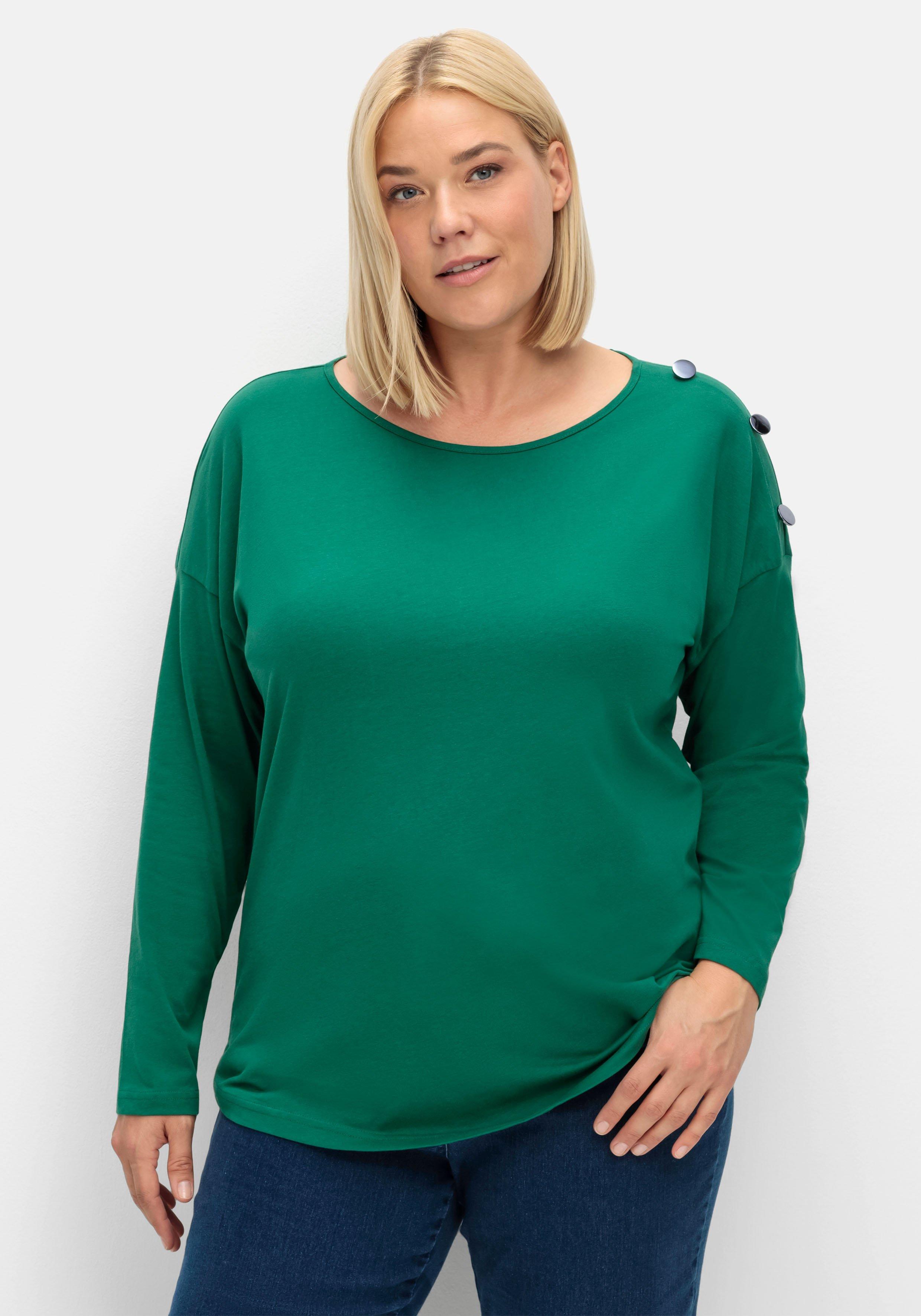 Langarmshirt mit Schmuckknöpfen auf der Schulter