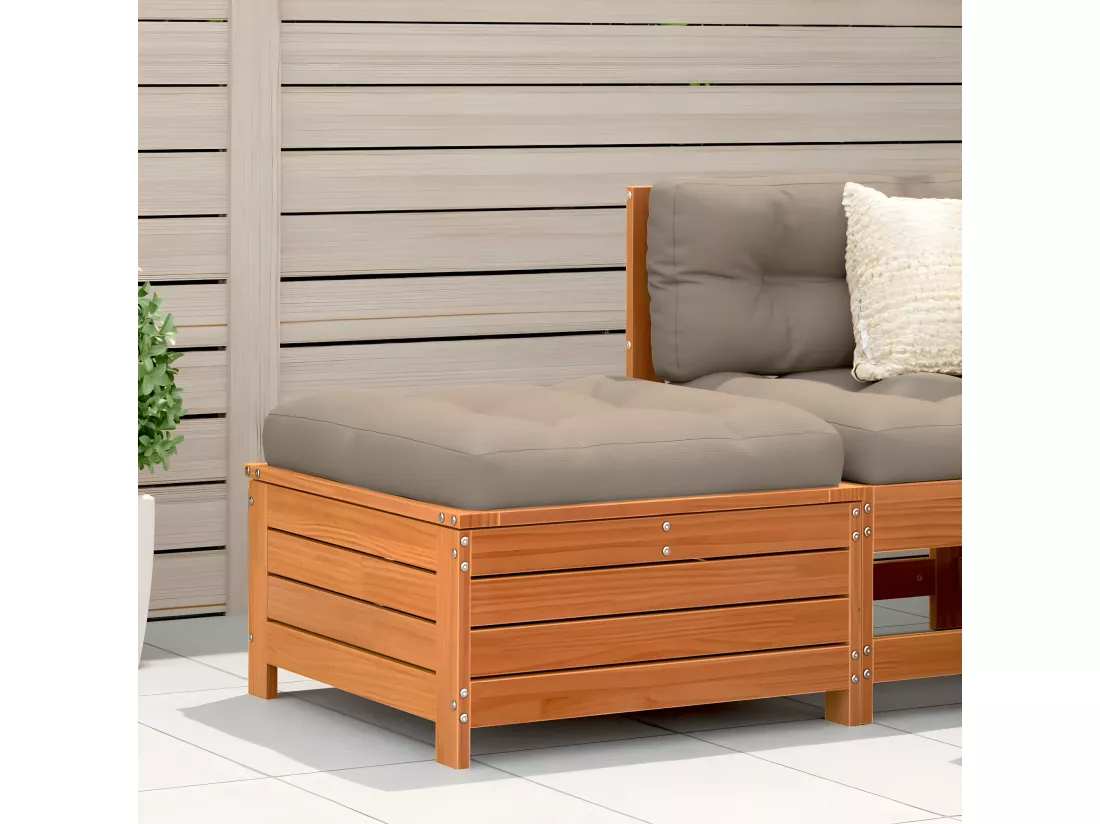 Repose-pied de jardin avec coussin bois massif de pin
