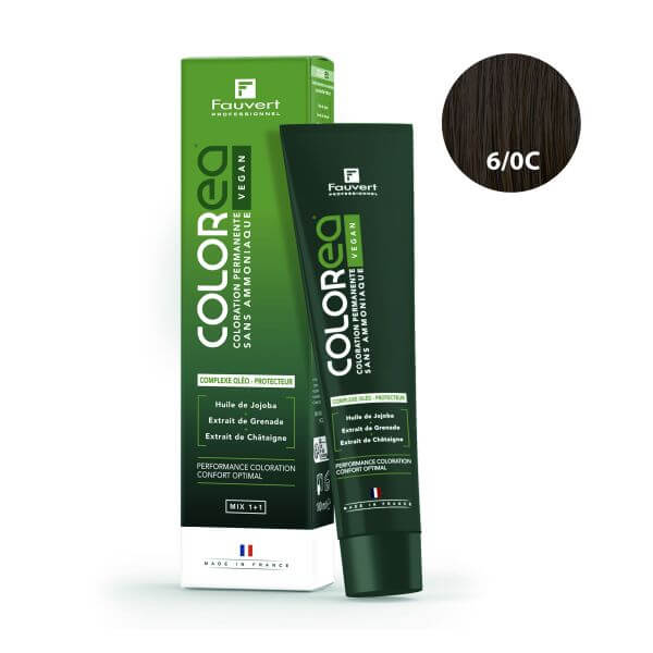 Coloration Colorea Vegan 6/0-c blond fonce froid glacial Fauvert Professionnel 100ml