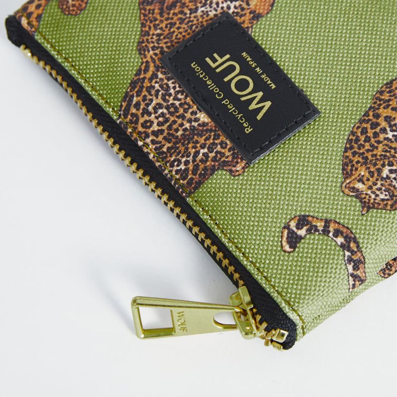 Petite pochette 13 cm Olive Leopard