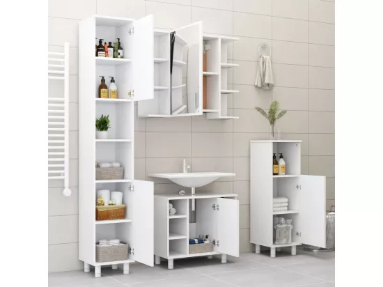 Armoire de salle de bain Blanc 30x30x95 cm Bois d'ingénierie