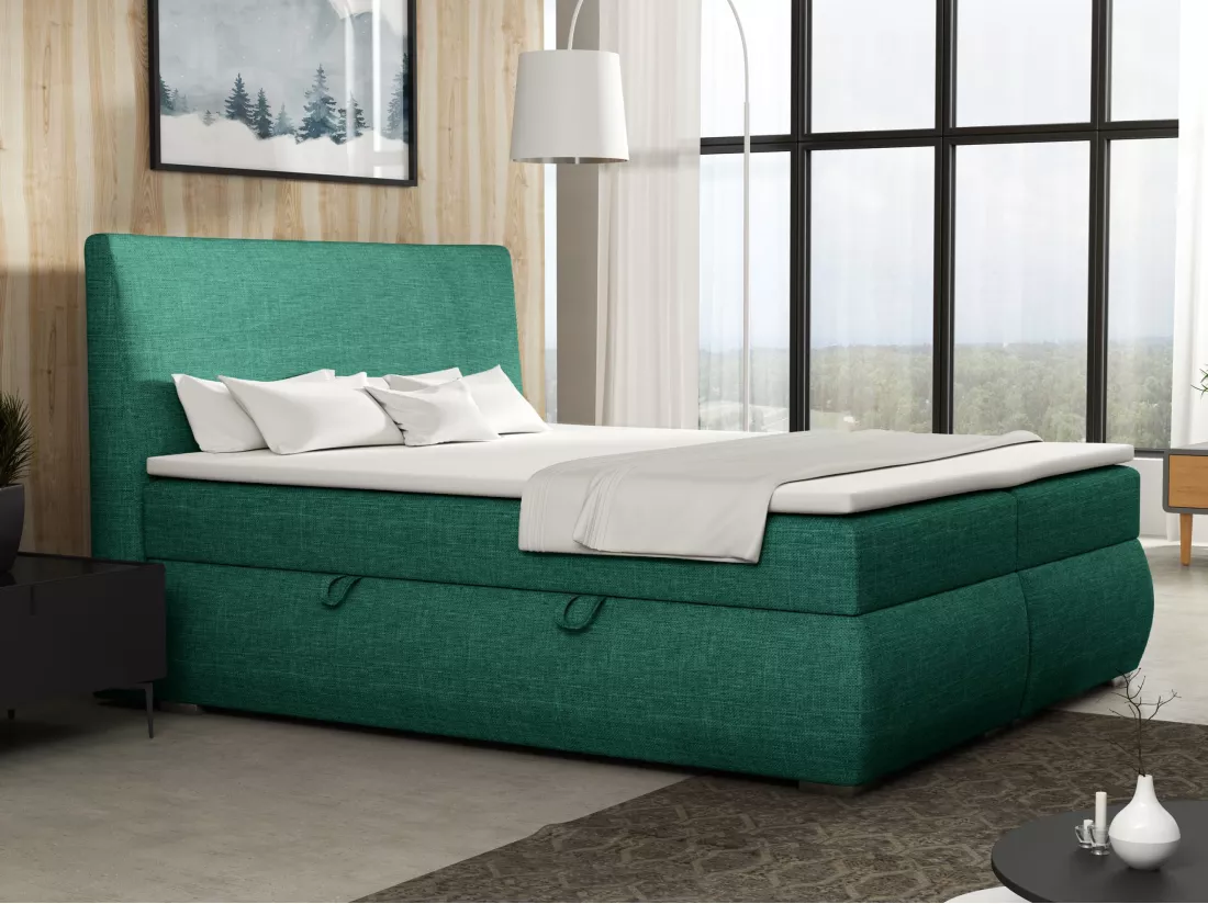 LIT BOXSPRING avec tiroirs de rangement Buffalo 200x200 cm, Fancy 36 (Vert)