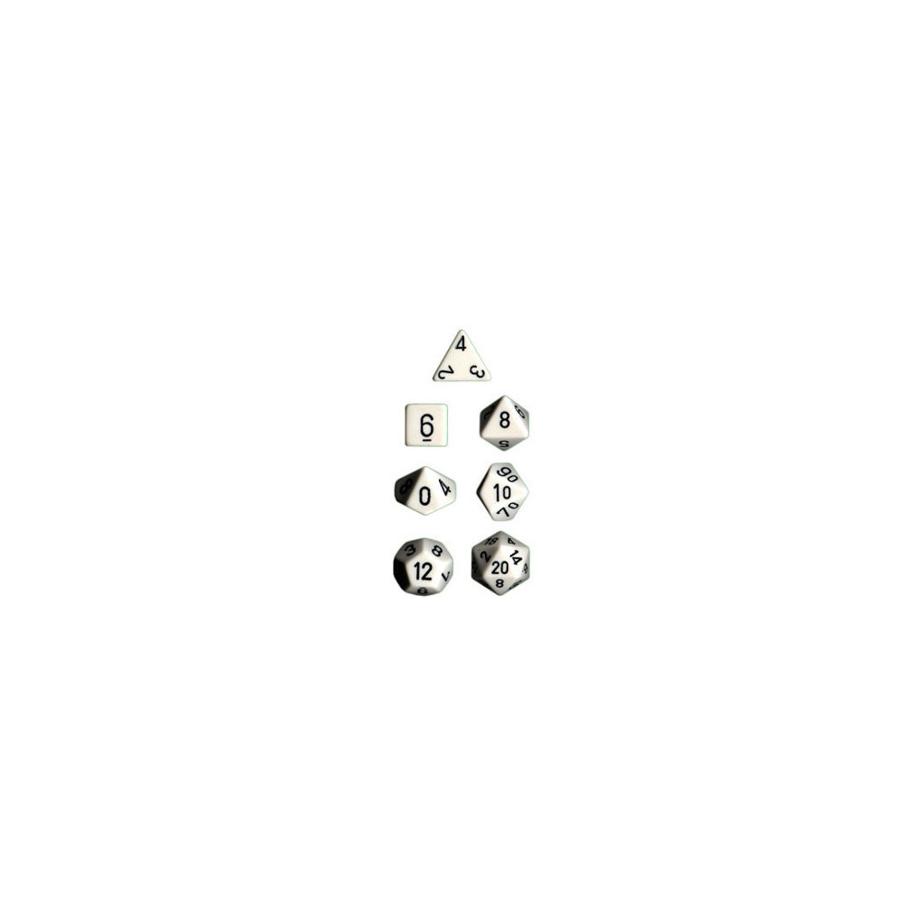 Set de 7 Dés - Opaque - Blanc / Noir (Chessex 25401)