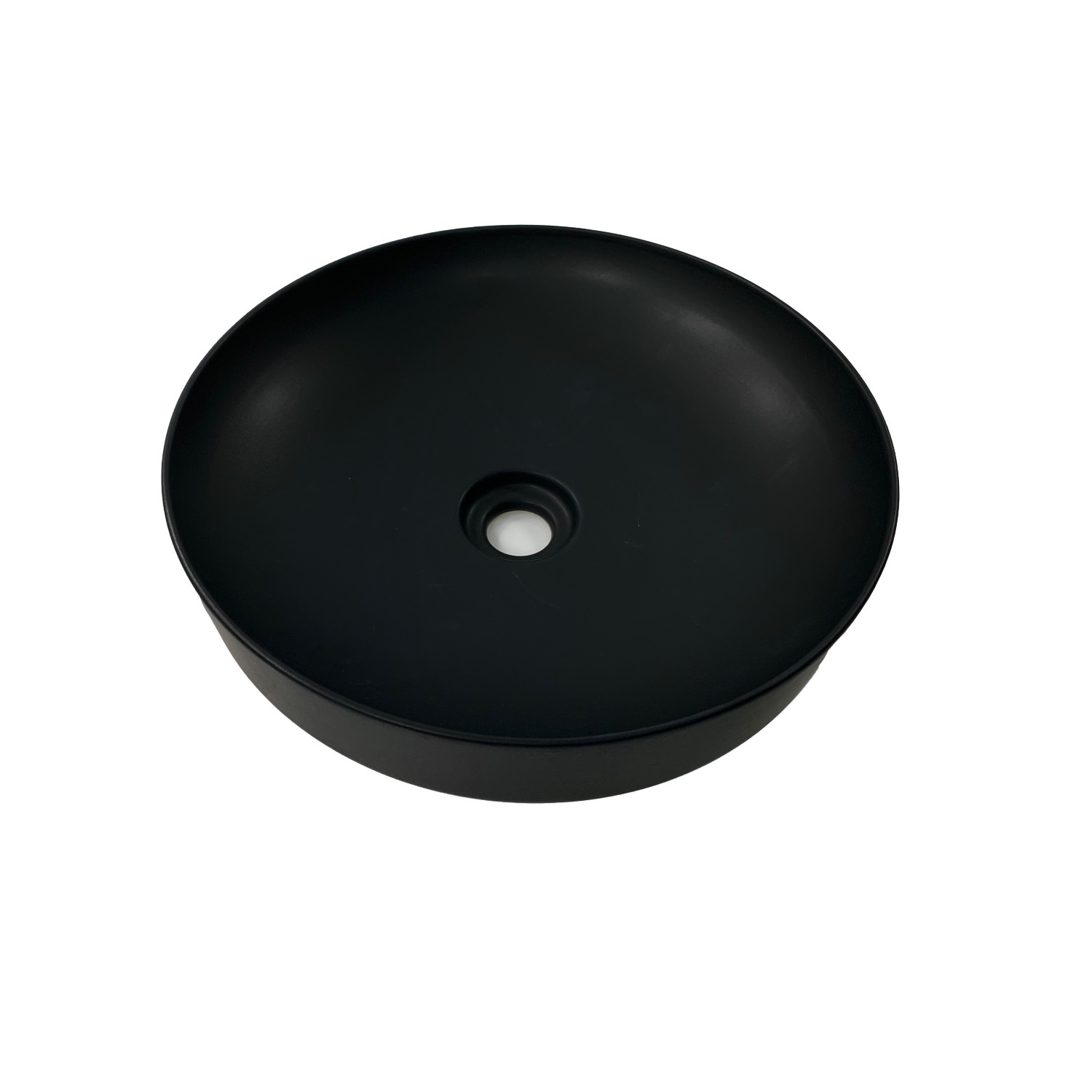 Salenzi Form ronde opbouw waskom met clickwaste mat zwart 45cm