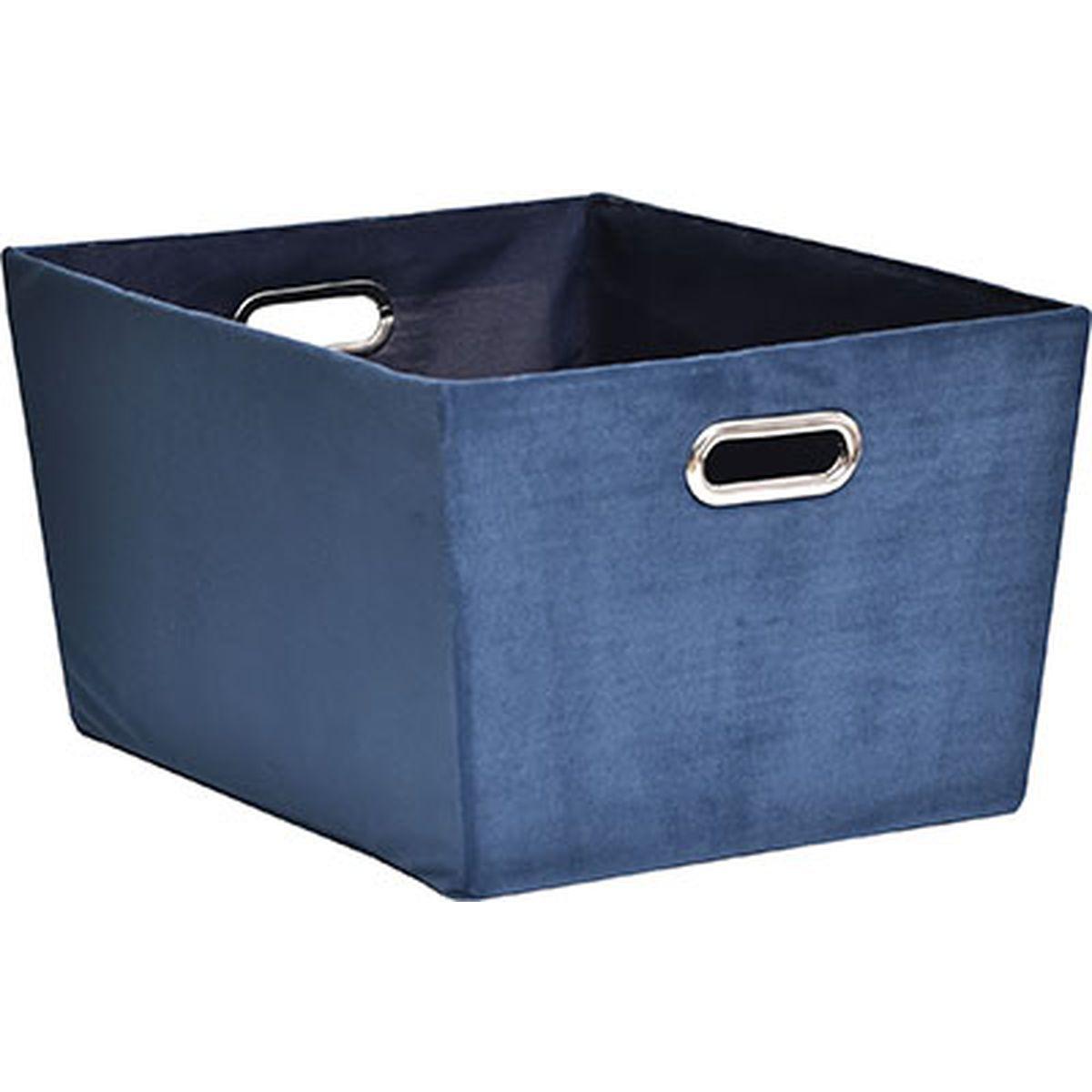 PANIERE DRESSING VELOURS D.24X45X35CM BLEU JEANS