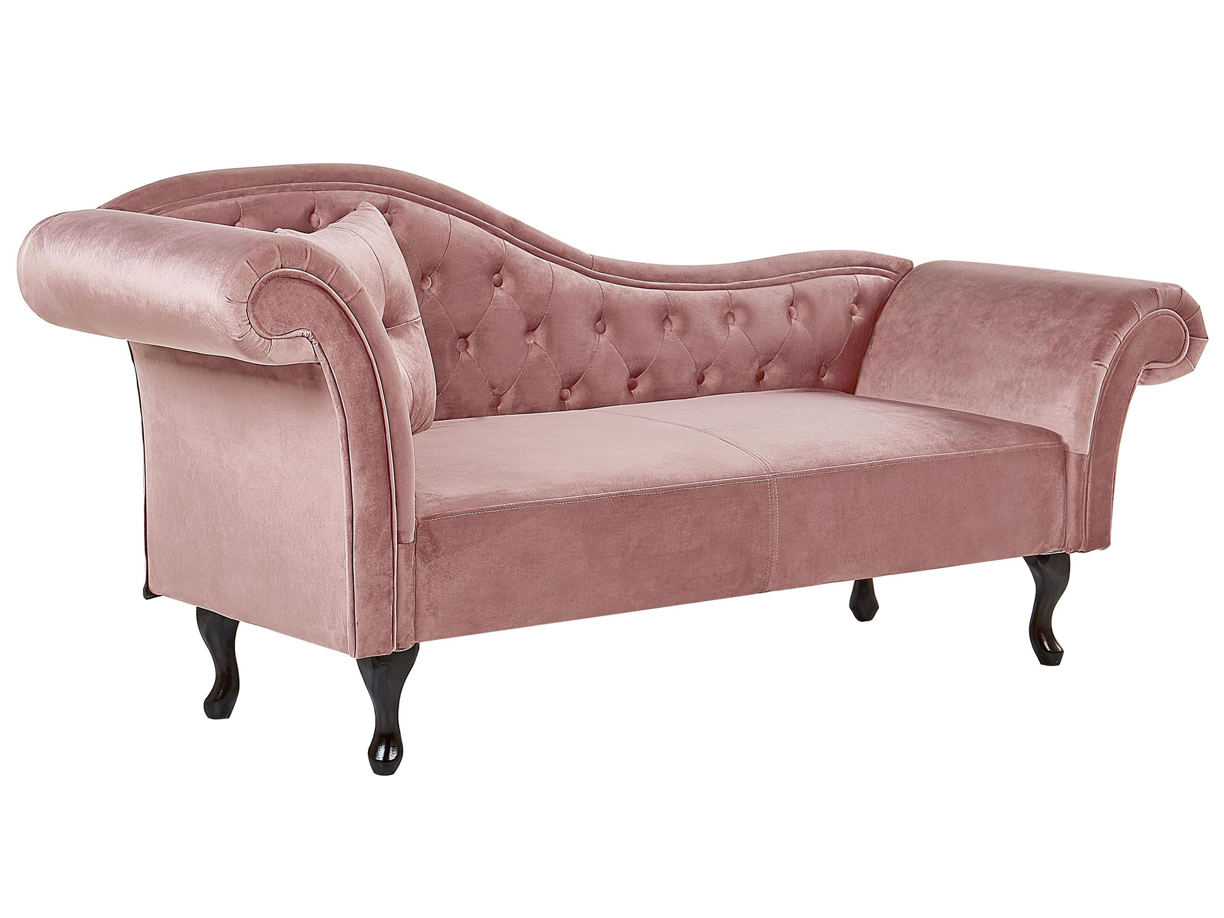Linkszijdige chaise longue LATTES Fluweel Roze
