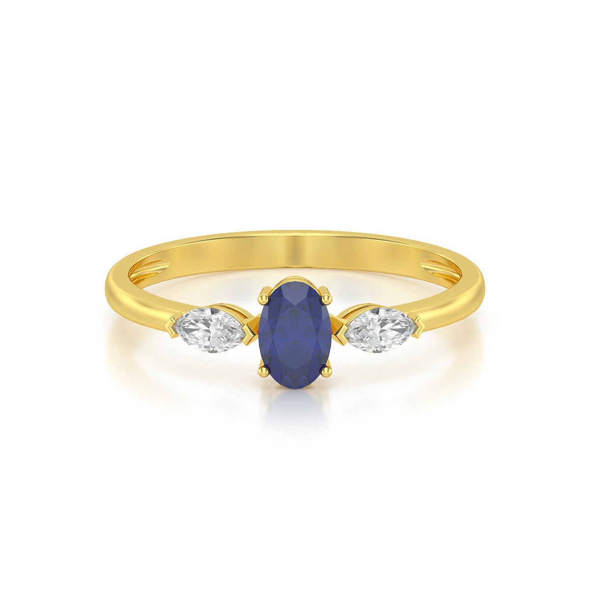Bague ADEN Or 585 Jaune Saphir et diamants 1.604grs