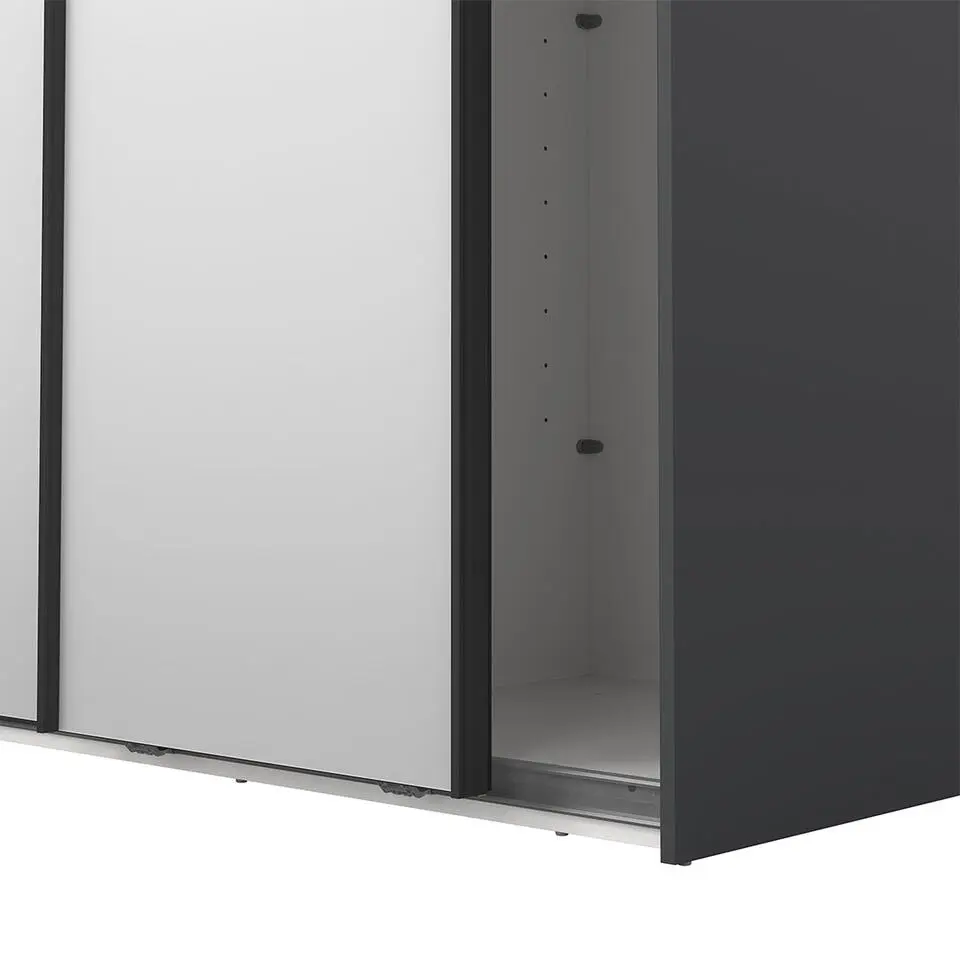 Hioshop Como schuifdeurkast 2 deuren met spiegel 120x220cm mat grijs
