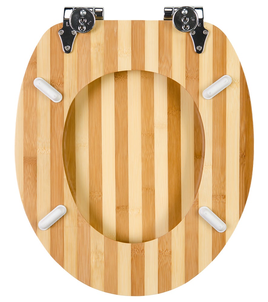 Soft-close toiletbril, bamboe gestreept