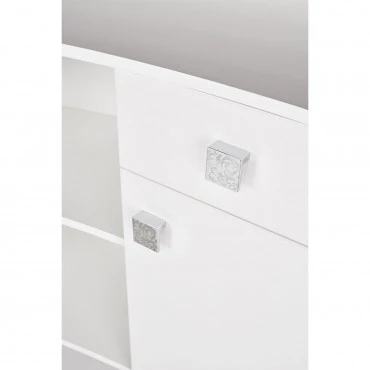 Caisse ROYAL II Matelassée avec Boutons Structure Blanche Gloss