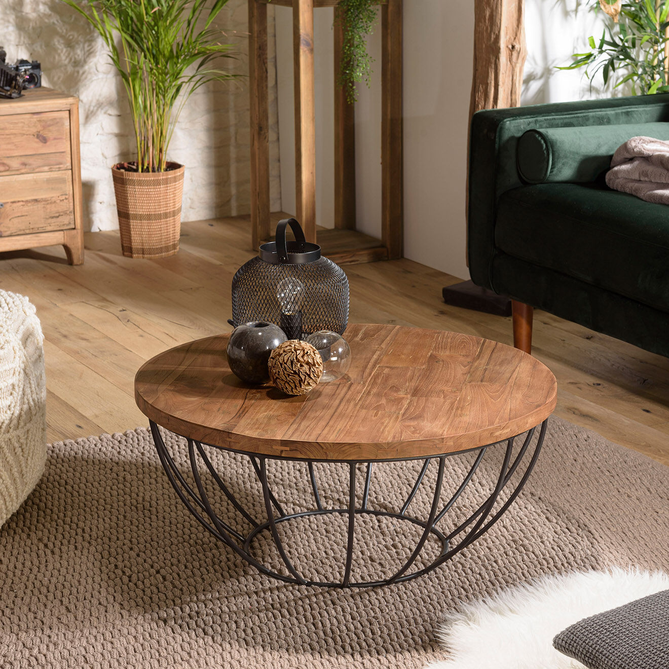 Macabane Table basse Sixtine bois naturel  - D.80xH.35 cm