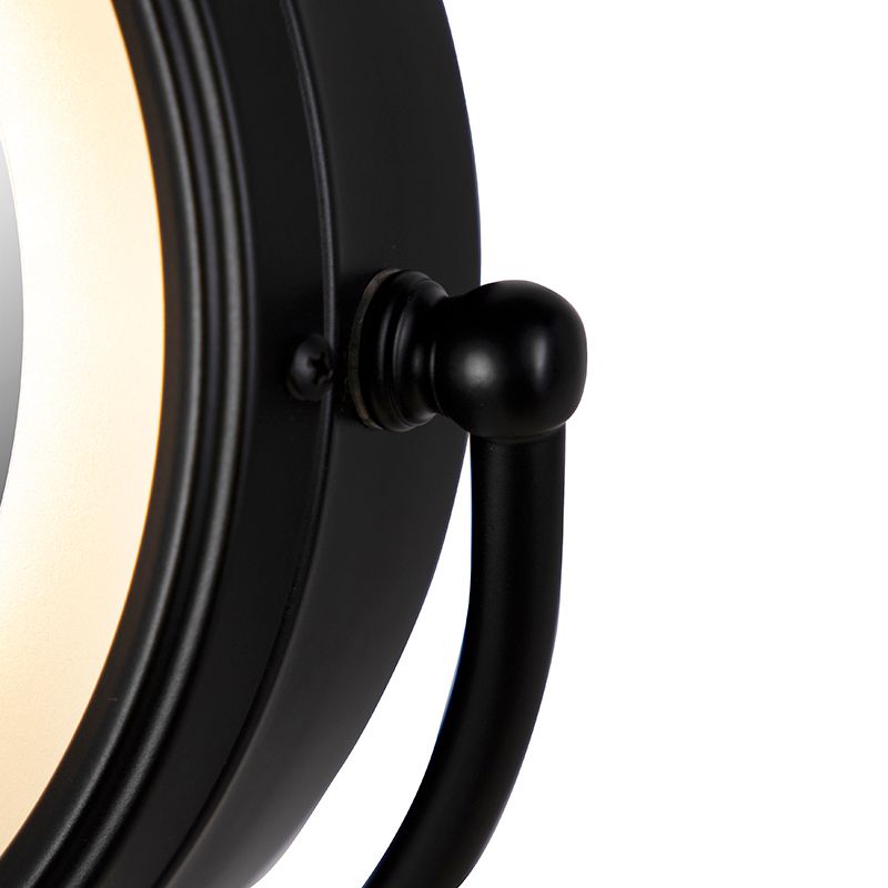 Design wandspiegel zwart incl. LED verstelbaar IP44 met trekkoord - Vicino