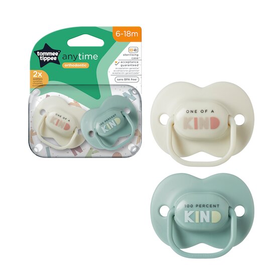 Sucettes Anytime, Forme Orthodontique Symétrique   Aléatoire        6-18 mois   de               Tommee Tippee