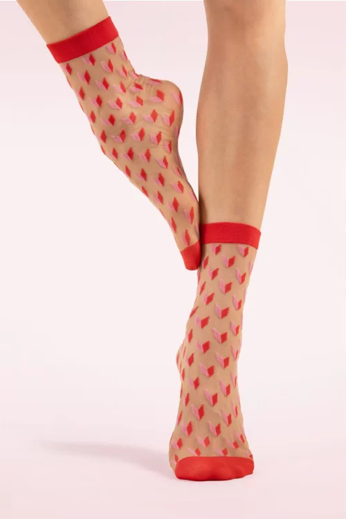Fiorella Dizzy kousjes in rood en lila