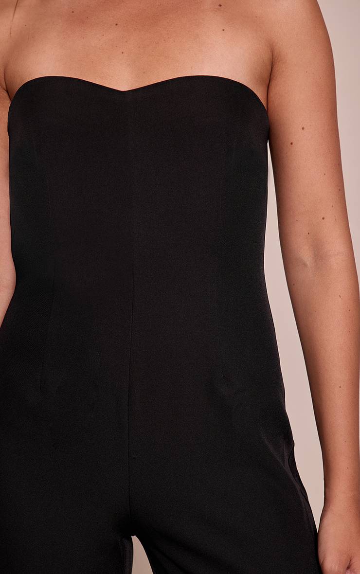 Noir Combinaison Pantalon Large Tissée À Encolure Cœur