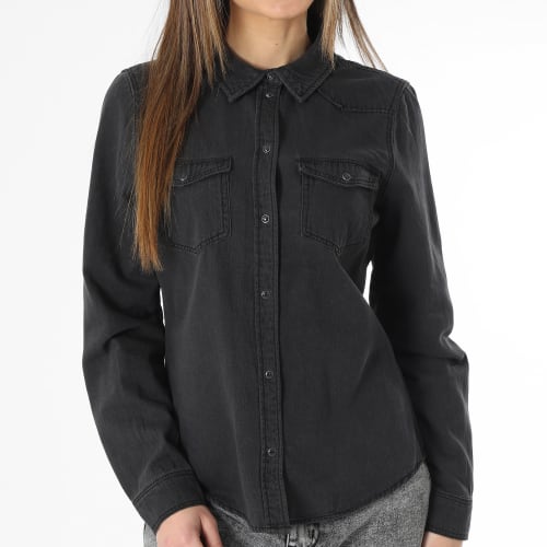 Chemise Jean Manches Longues Femme Maria Noir