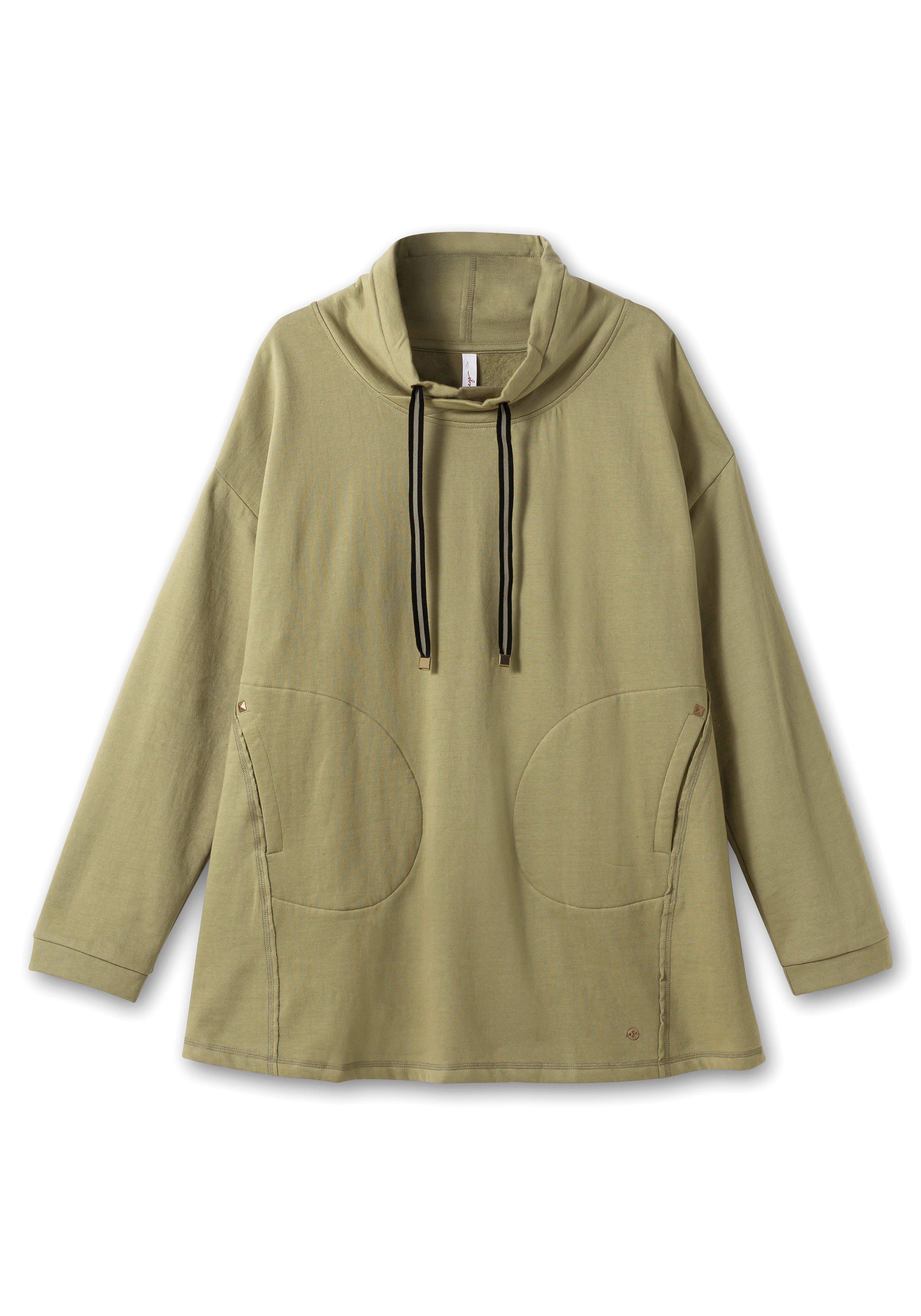 Sweatshirt in A-Linie, mit Taschen und Kragen