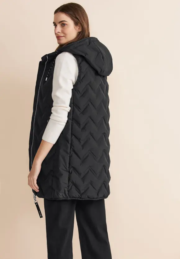 Longweste mit Kapuze - Black