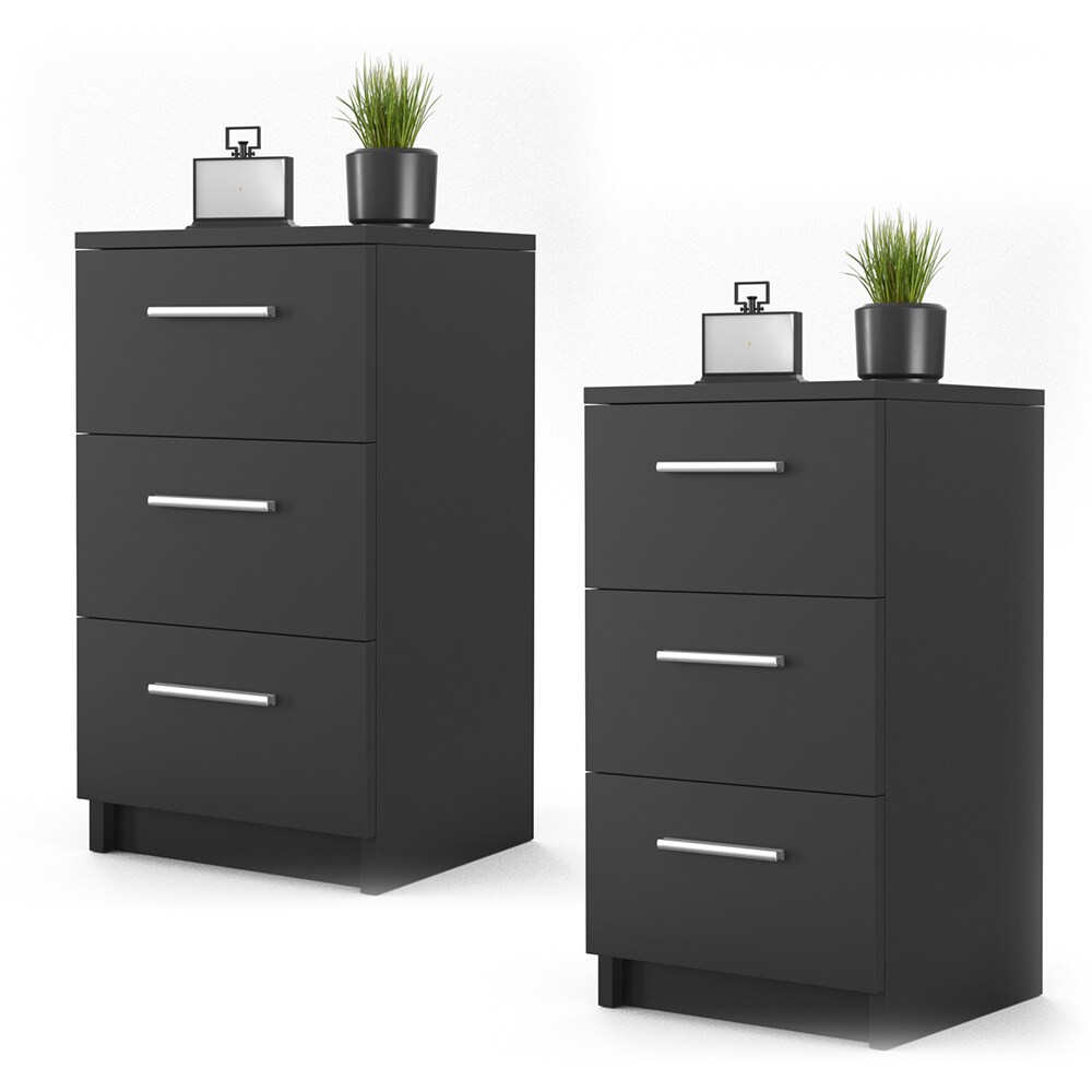VICCO Nachtkommode Boxspringbett 2er Set Nachtschrank Nachttisch Kommode schwarz