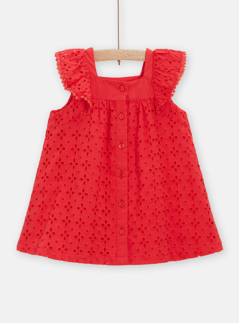 Robe rouge brodée pour bébé fille