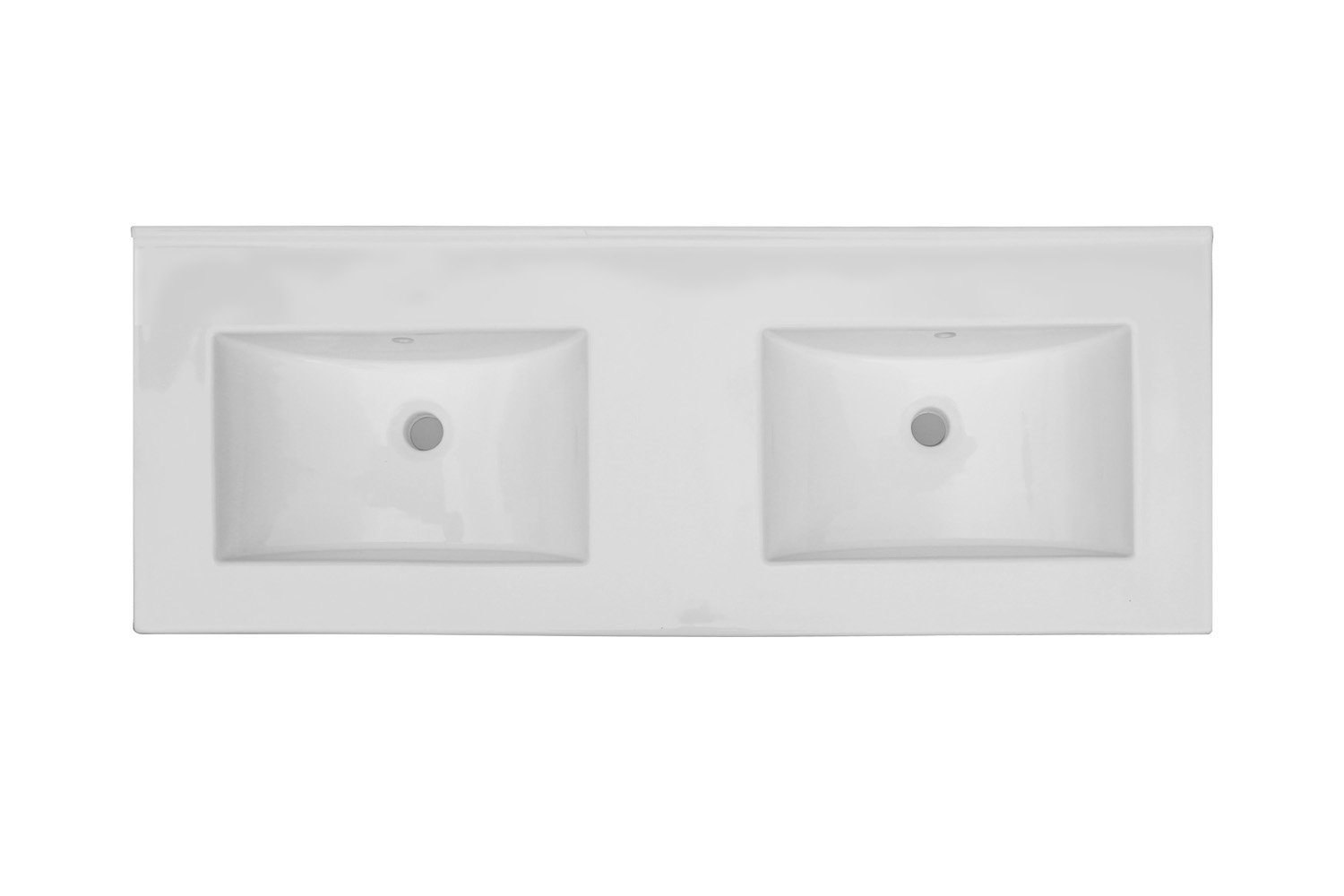 Fontana Latina dubbele keramische wastafel 120cm zonder kraangaten wit glans