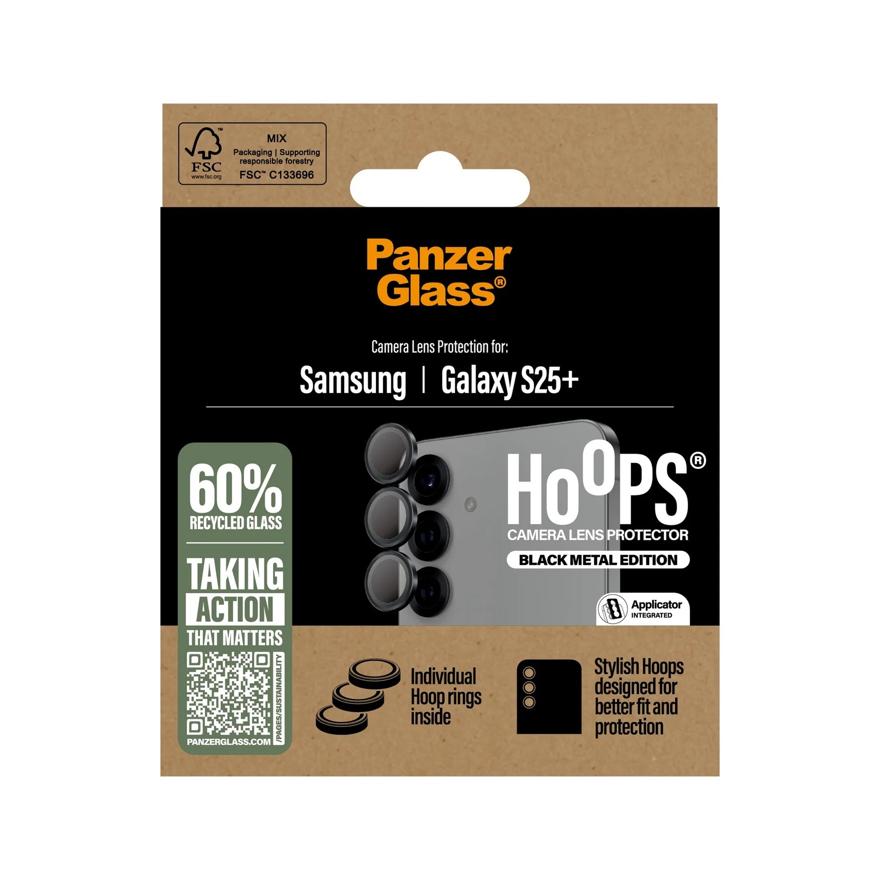 Hoops Samsung Galaxy S25  Plus Kameraschutz Objektiv Ring Protector Abdeckung (PGRHOBLG37942) - Schwarz