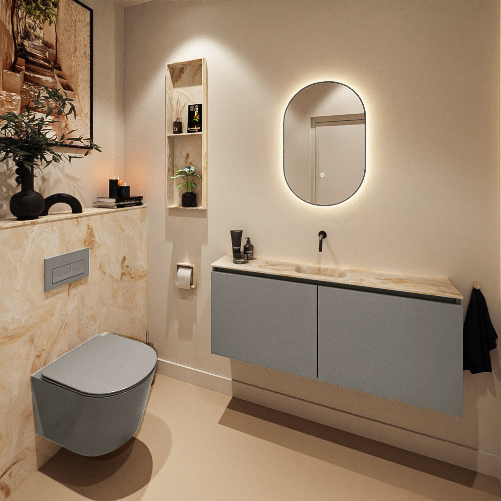 Mondiaz Glow ovale spiegel 45x90cm met verlichting smoke