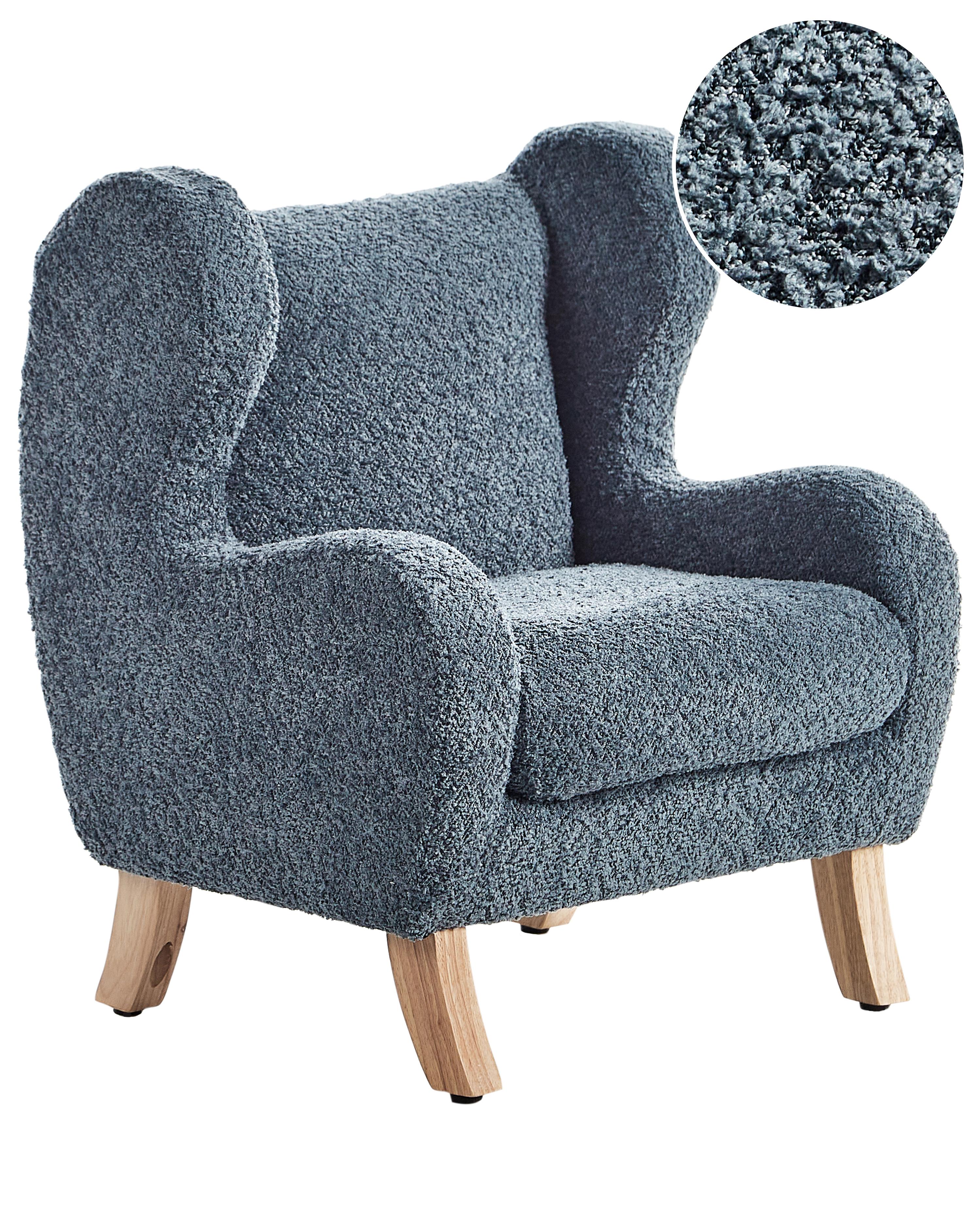 Kinderfauteuil FARUM Bouclé Donkerblauw