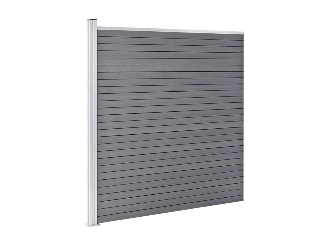 Ensemble de clôture WPC 6 Carré + 1 Incliné 1138x186 Gris