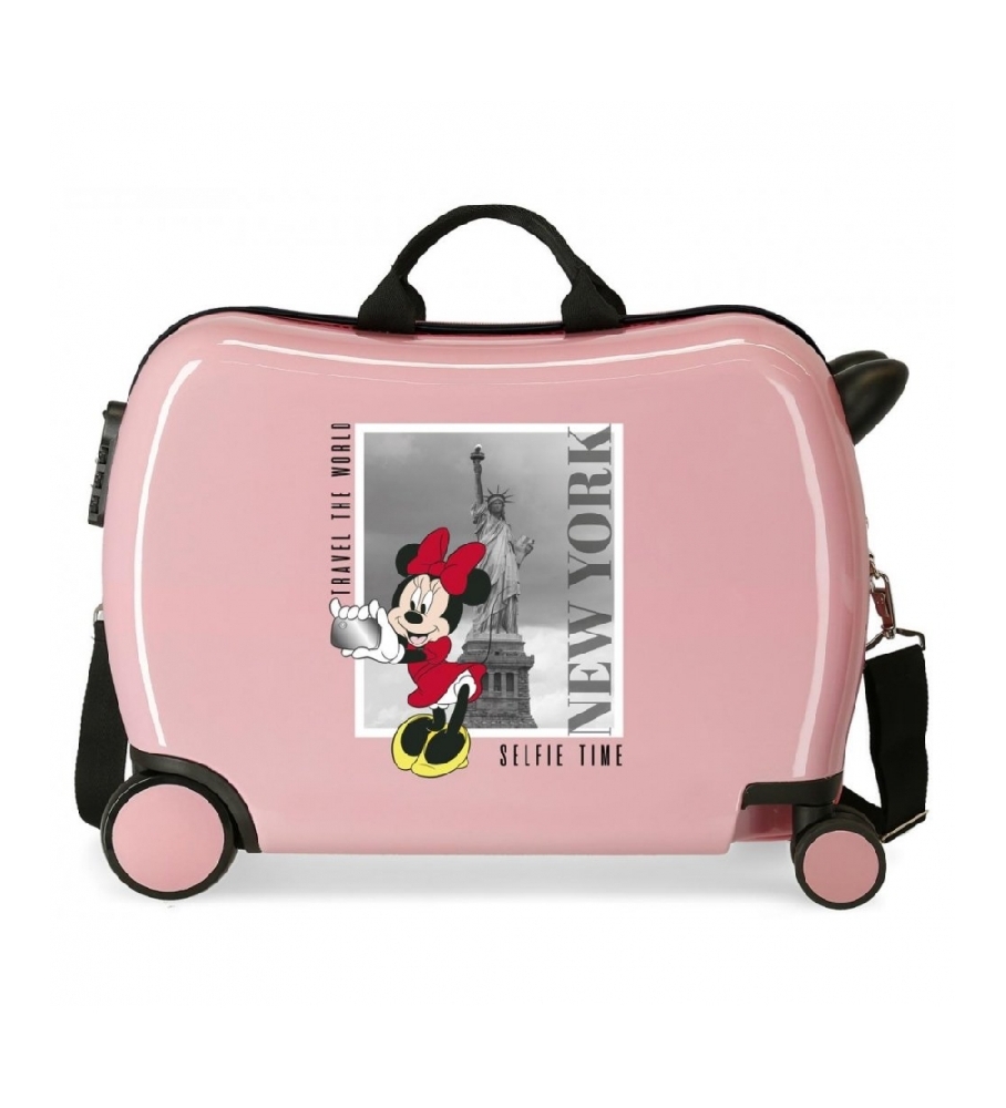 Mala infantil Disney Minnie Nova York com 2 rodas multidirecionais, rosa