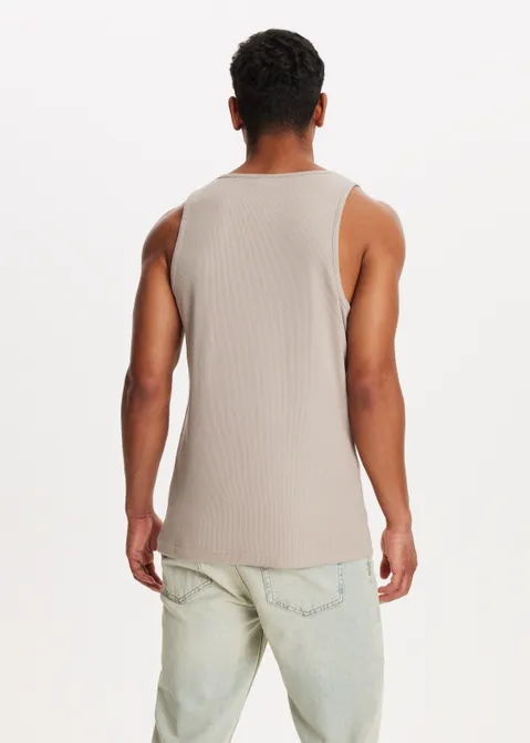 Basic tanktop rib bruin (TAUPE)