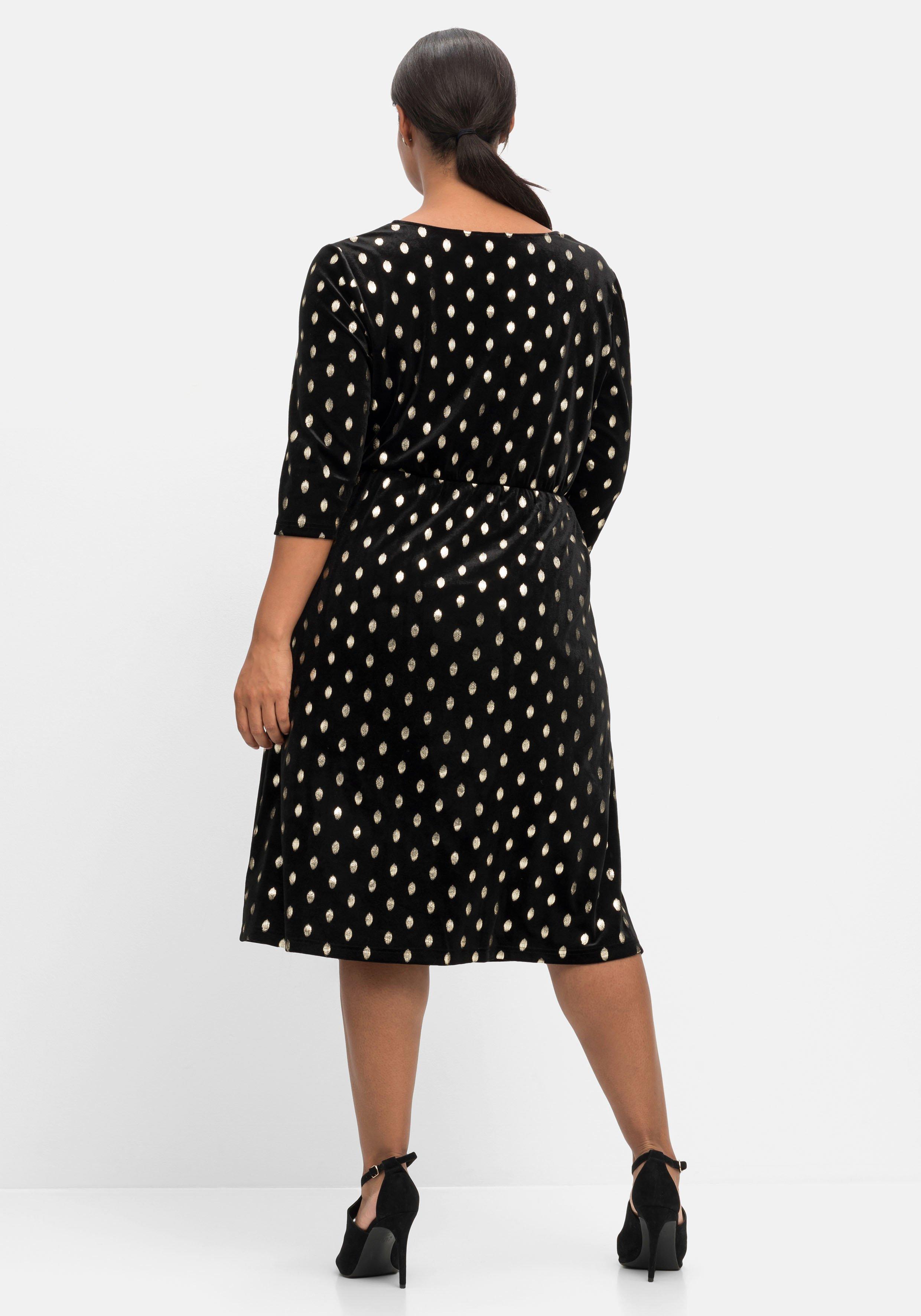 Jerseykleid in Samtoptik, mit Glitzerdruck