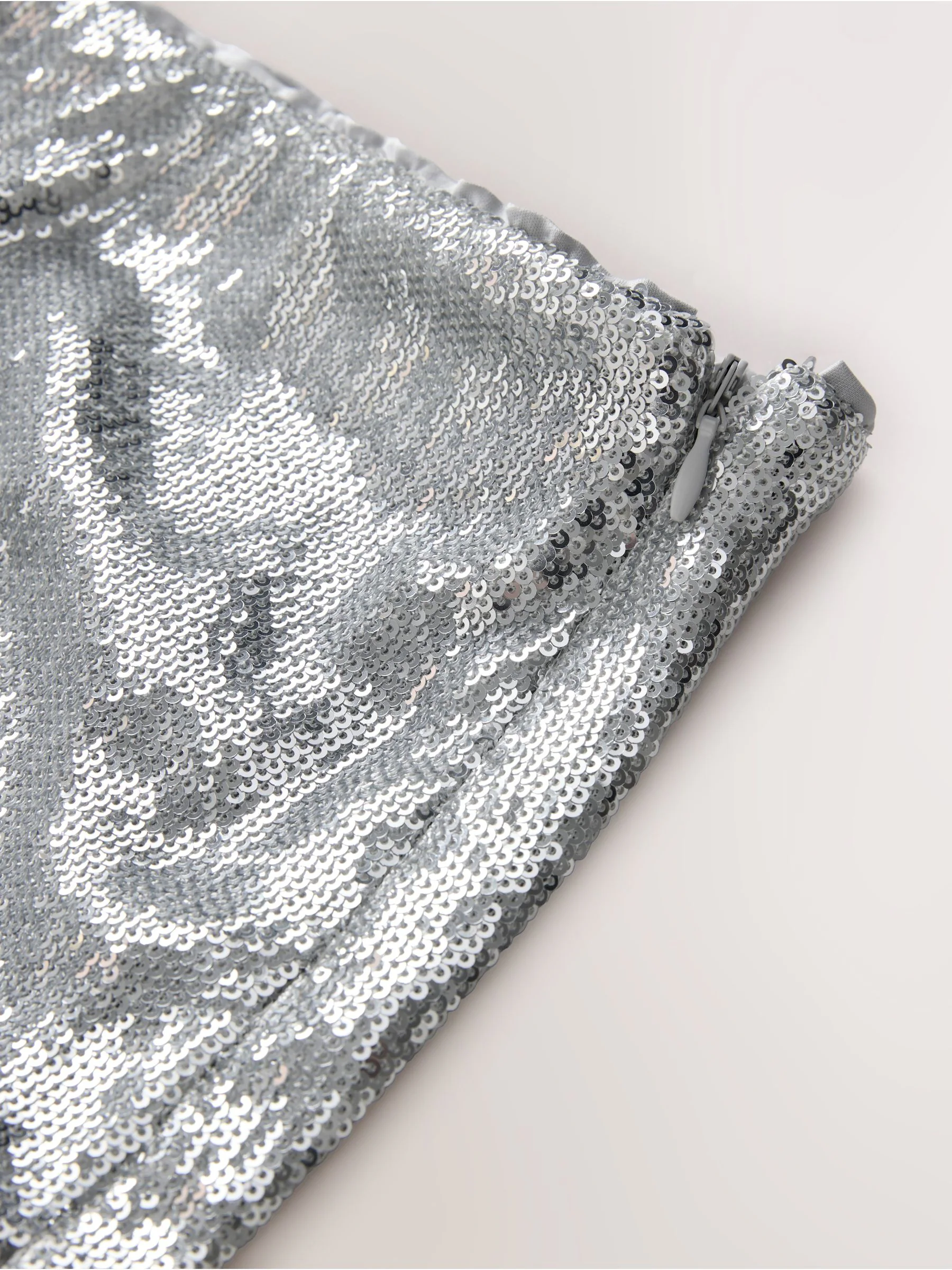 Zilver - Sequin Mini Skirt With Lace Trim