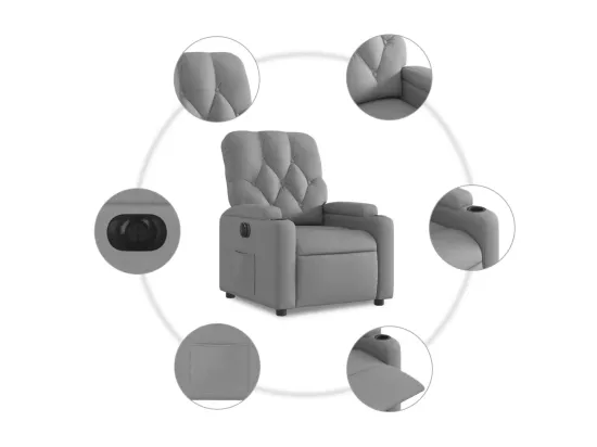 Fauteuil inclinable électrique Gris clair Tissu
