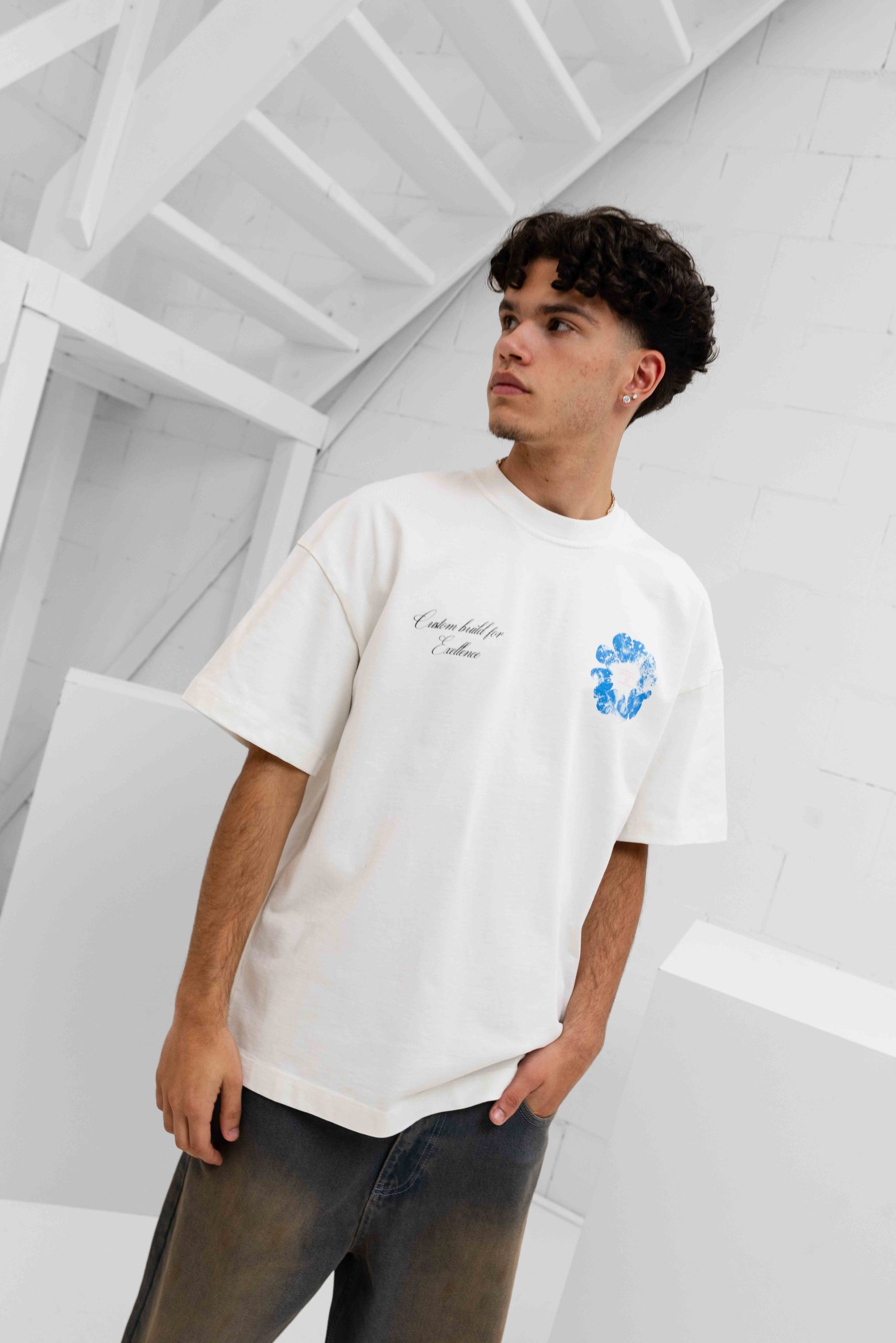 Jorcustom Flowers Loose Fit T-Shirt Heren Wit