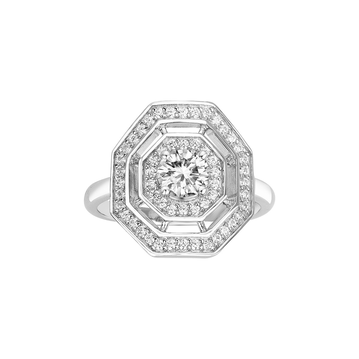 Bague de fiançailles en Argent avec oxyde de zirconium blanc