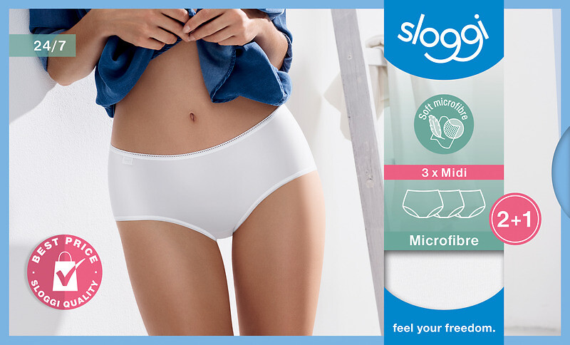 SLOGGI<br>Conjunto de 3 calcinhas midi de microfibra