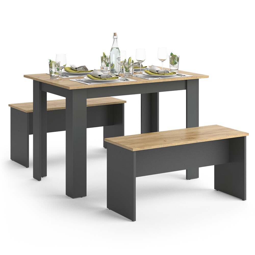 Vicco Tischgruppe Sitzgruppe Esszimmer Sentio Esstisch Anthrazit Eiche 110 cm