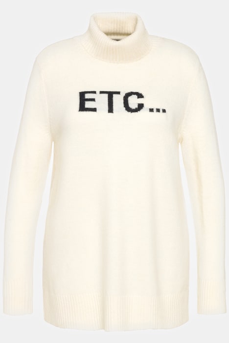 Pullover, Schriftmotiv, Rollkragen, Langarm