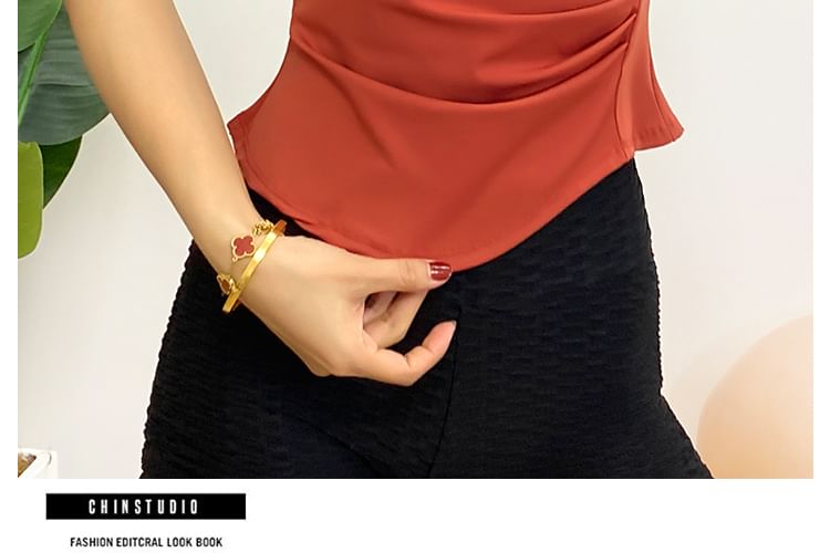 Engiko - Sport-T-shirt met korte mouwen en inkeping in de hals, effen en asymmetrisch