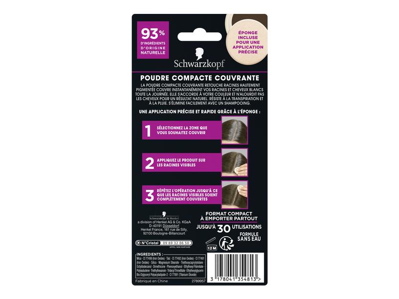 Schwarzkopf RETOUCHE RACINES Ansatzpuder Braun 1 Stück Puder zum Kaschieren des Haaransatzes – Level 0 - Temporary