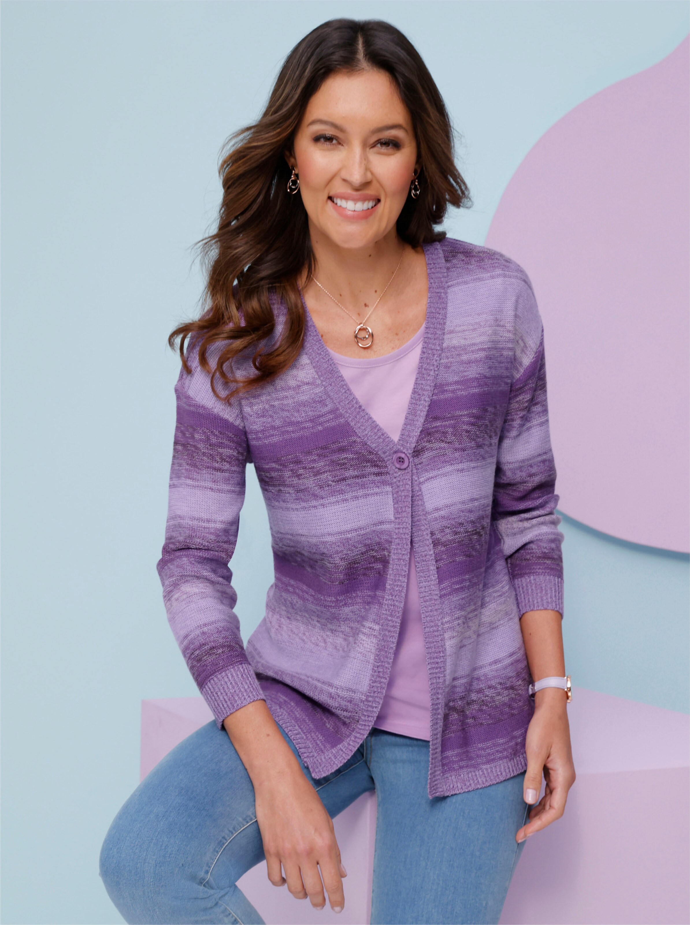Strickjacke mit Streifen-Muster