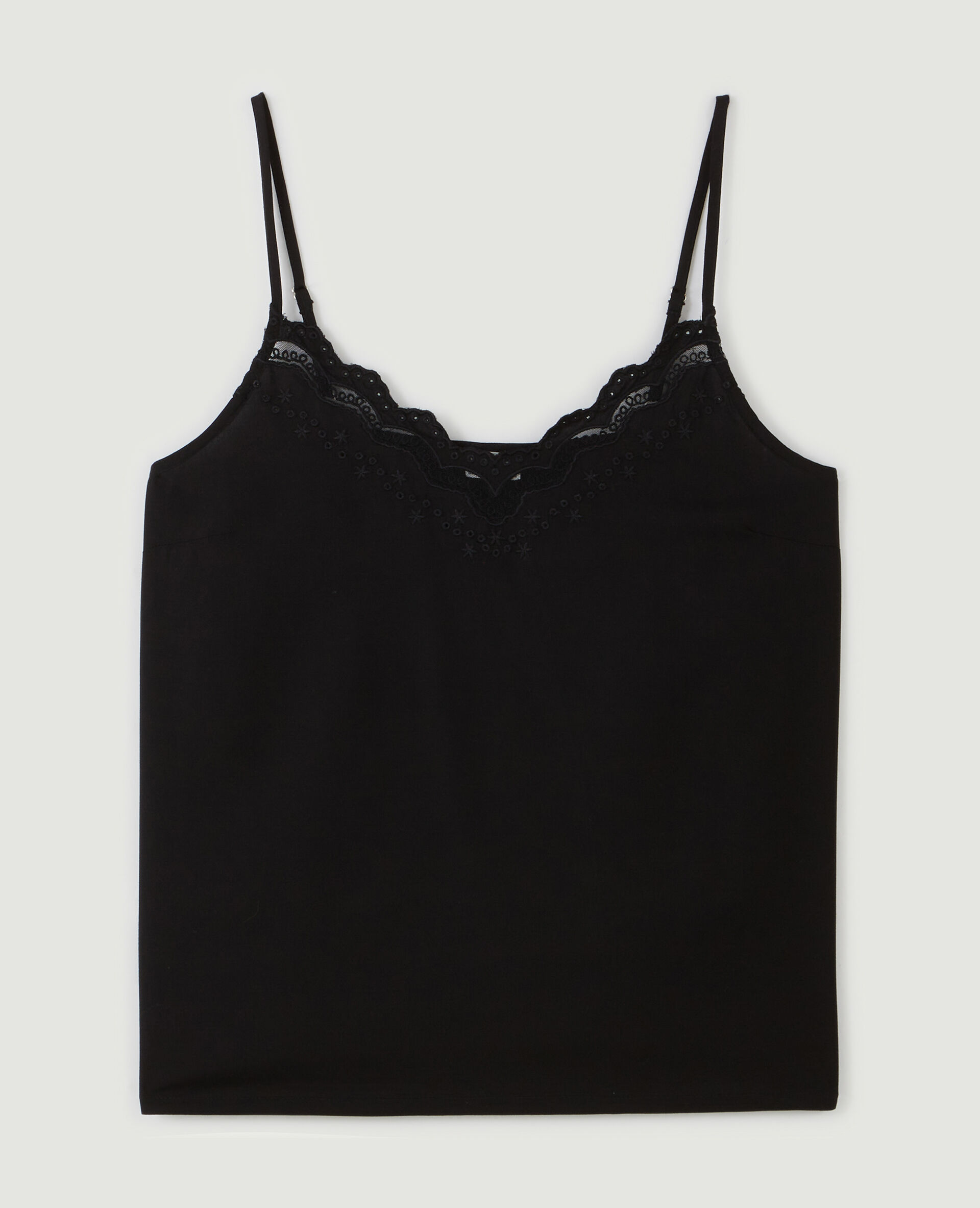 Top à bretelles avec dentelle - Noir