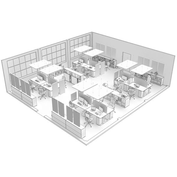 t.akustik Office Set Open Plan 16 WH