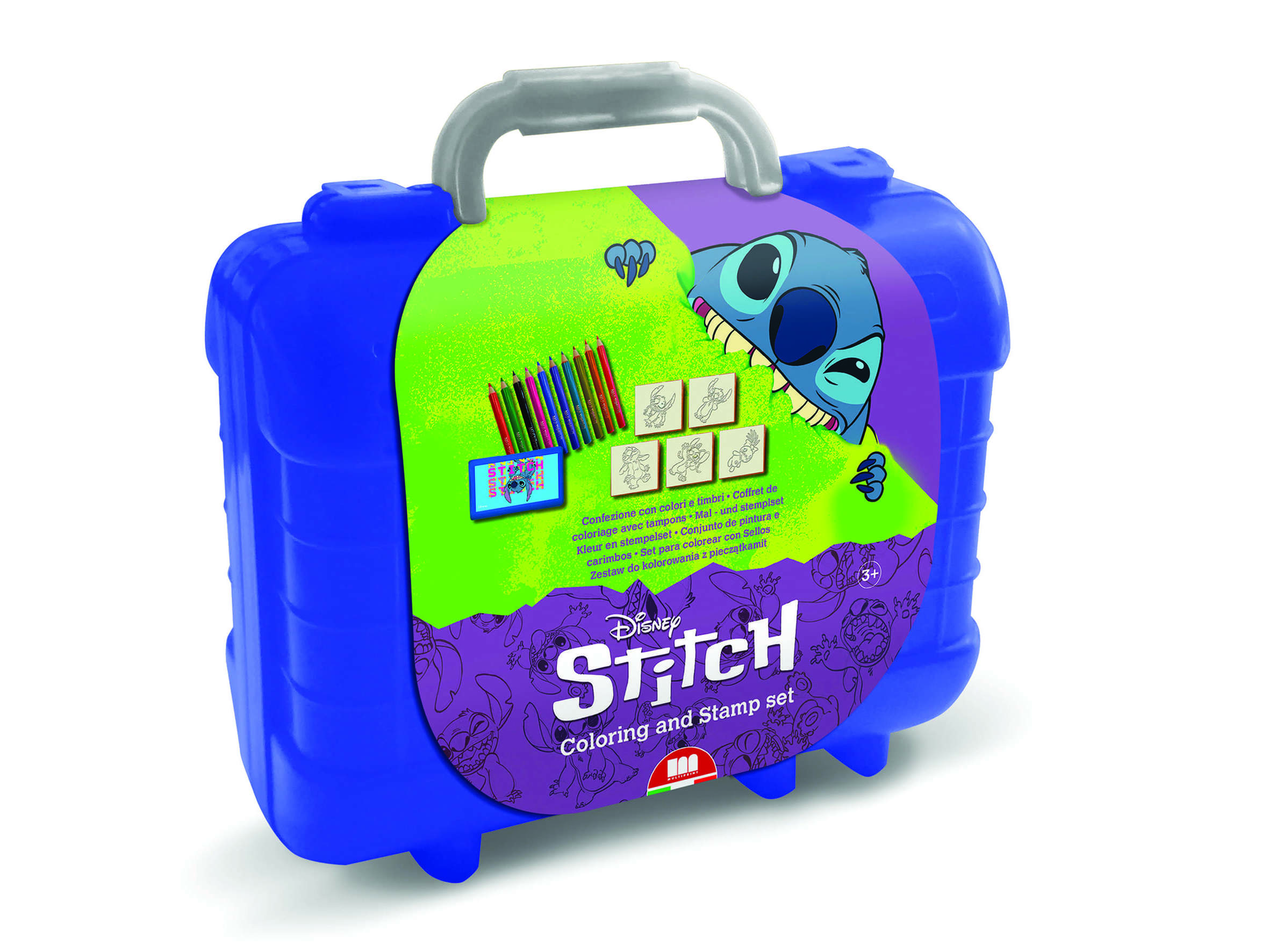 MALA DE ATIVIDADES STITCH COM CARIMBOS LAPIS BORRACHA BLOCO NOTAS