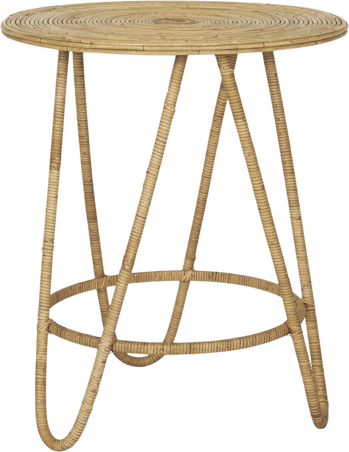 Ib Laursen Bord rund m/3 ben rattan Brun
